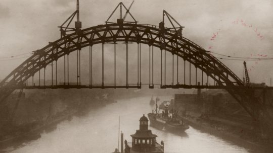 Tyne Bridge under construction in 1928