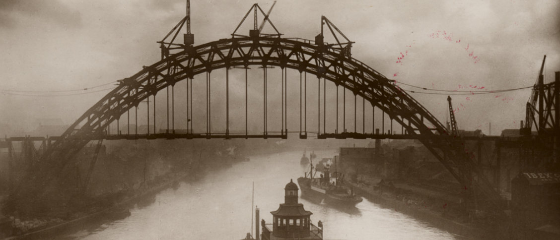 Tyne Bridge under construction in 1928
